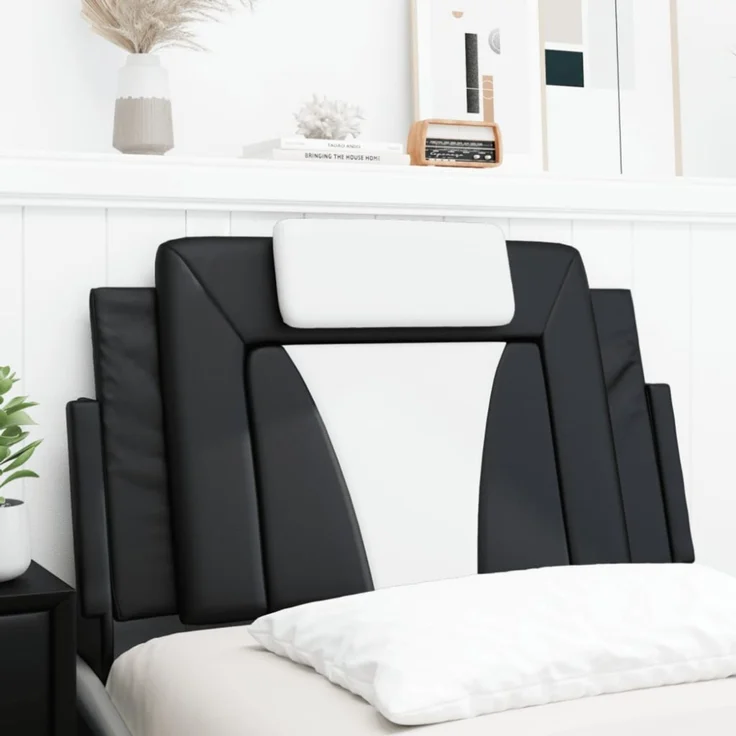 vidaXL Kopfteil-Kissen Schwarz und Weiß 90 cm Kunstleder 374772 – Bild 2