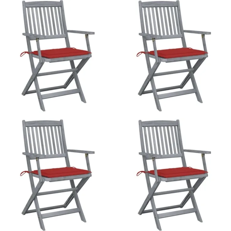 vidaXL Klappbare Gartenstühle 4 Stk. mit Sitzkissen Massivholz Akazie 3064515