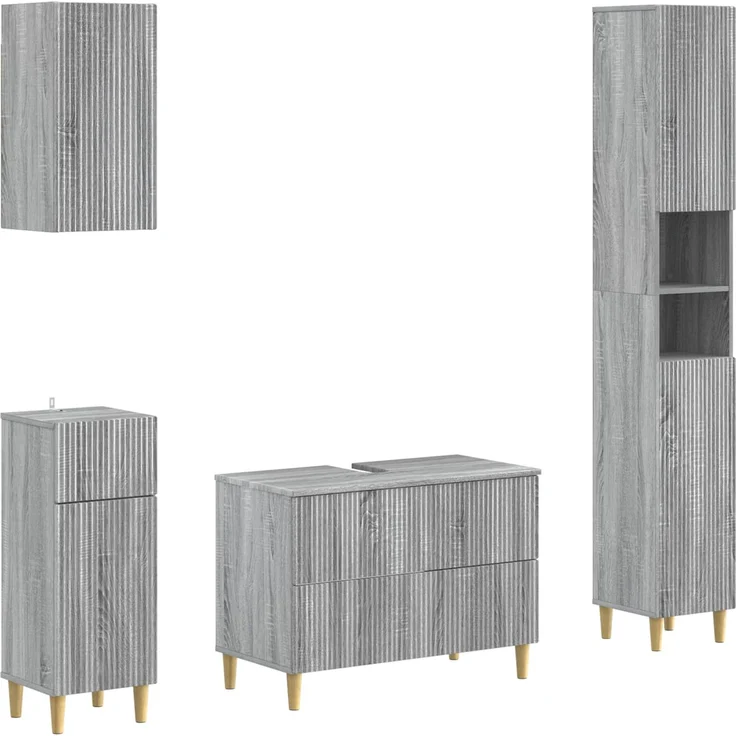 vidaXL 4-teiliges Badezimmer-Schrank-Set ARNHEM Sonoma-Grau 3417933 – Bild 1