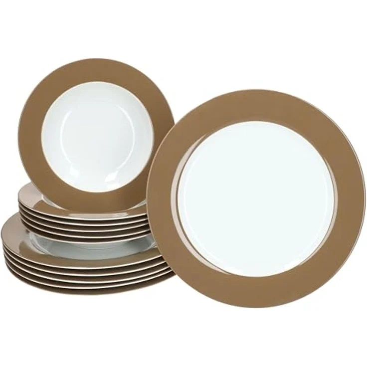MamboCat Tafelservice Ritzenhoff Nougat Doppio 12tlg Tafelservice Braun 6 Pers Essteller, Porzellan – Bild 1