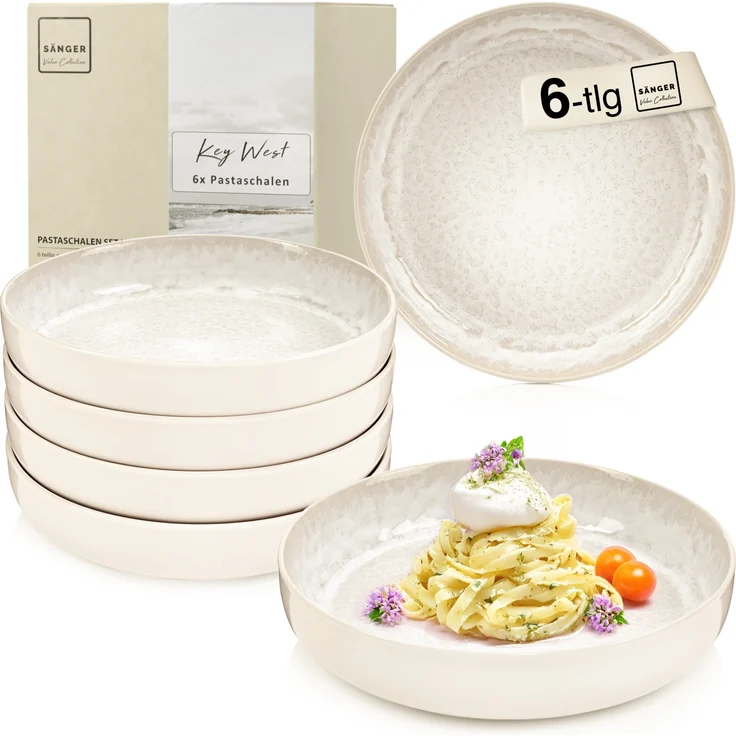 SÄNGER Pastaschalen Set Key West - 6 teilig aus Steingut – Bild 1