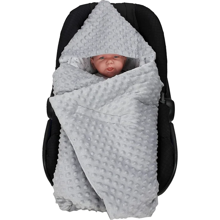 Einschlagdecke 2er SET Baby Einschlagdecke 85x85 für Autositz Babyschale Decke Minky, TupTam – Bild 3