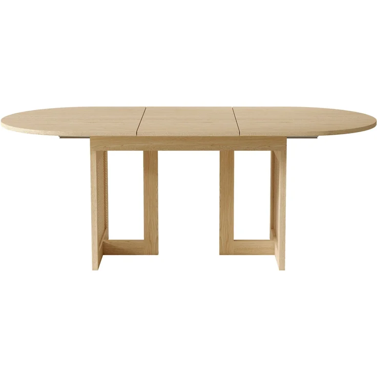 JARDJ Ausziehbarer Esstisch 150/200 * 90 cm, geeignet für 6–8 Personen,Esstisch mit abgerundeten Ecken, verdickte Tischplatte, ausziehbarer Esstisch im einfachen Stil, Tischbeine aus Rattan, Eichenfarbe – Bild 9