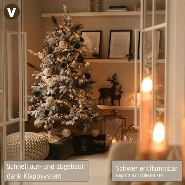 VIVANNO Künstlicher Weihnachtsbaum Künstlicher Weihnachtsbaum Premium Nordmanntanne mit Schnee 150 cm, Nordmanntanne – Bild 3