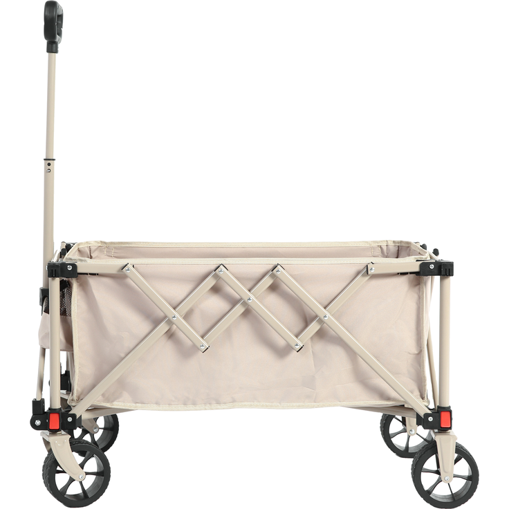 Faltbarer Bollerwagen 80L mit All-Terrain-Rädern, 77x48x45 cm, 60 kg, Beige – Bild 6