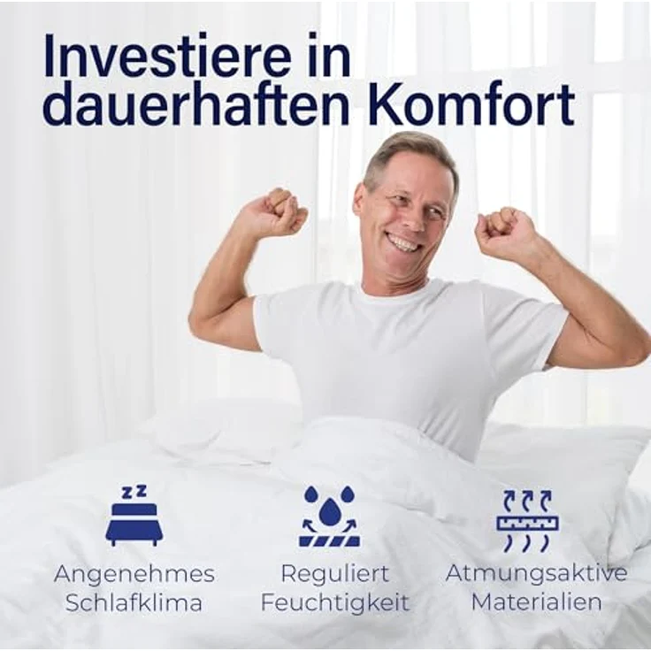 KNERST, Topper Matratzentopper 7-Zonen Komfort, 7cm Höhe, atmungsaktiv, pflegeleicht, 7 cm hoch Gel Topper,waschbarer Bezug, rutschfest, ergonomisch – Bild 8