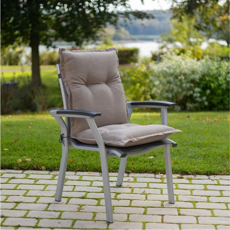 Herlag Polsterauflage Ava Niedriglehner Gartenstuhlauflage extra dick, 103 x 50 x 9 cm, (1 St), SunGuard Polsterauflage Niederlehner hoher UV- & Fleckschutz, Taupe – Bild 2