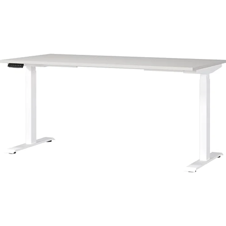 Germania Schreibtisch 7908-642, in Lichtgrau/Weiß, EL. höhenverstellb, 160 x 120 x 80 cm (BxHxT) – Bild 2