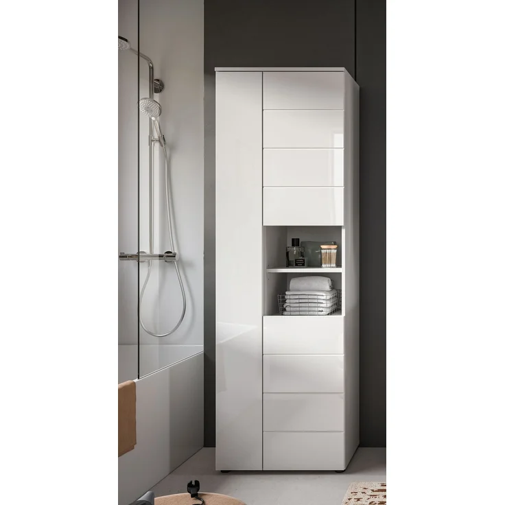 Hochschrank (B/H/T: 60x190x34 cm) in weiß hochglanz tiefzieh – Bild 6