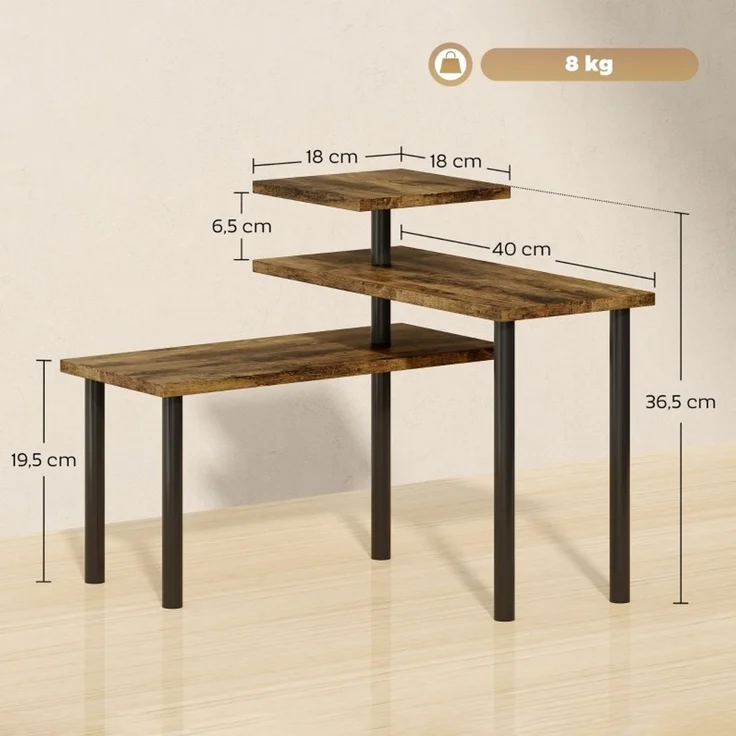 Küchenregal 40 x 18 x 36,5 cm mit 3 drehbaren Ablageebenen – Spanplatte und Metall – Bild 3