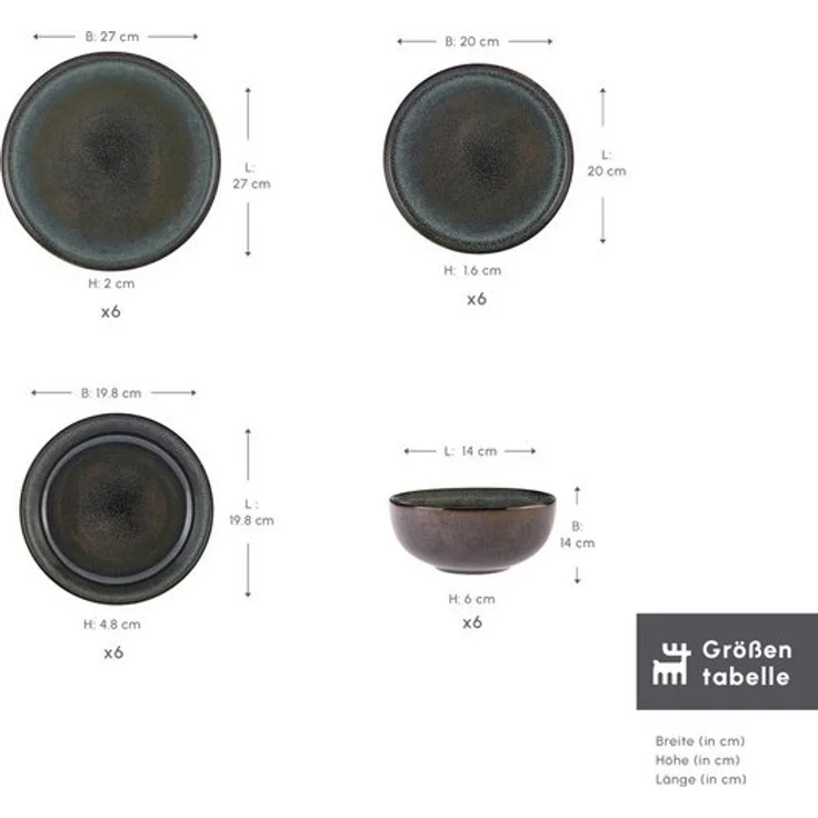 Karaca Geschirr-Set Fein Reactive Geschirrset, 6 Personen, 24 teilig – Bild 4