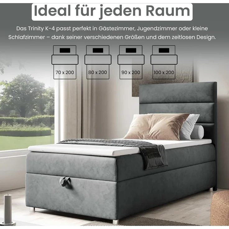 Best For Home Box Spring Bed with 7-Zone Bonell Spring Mattress, Box Spring Bed with Mattress and Storage Space – Bild 4