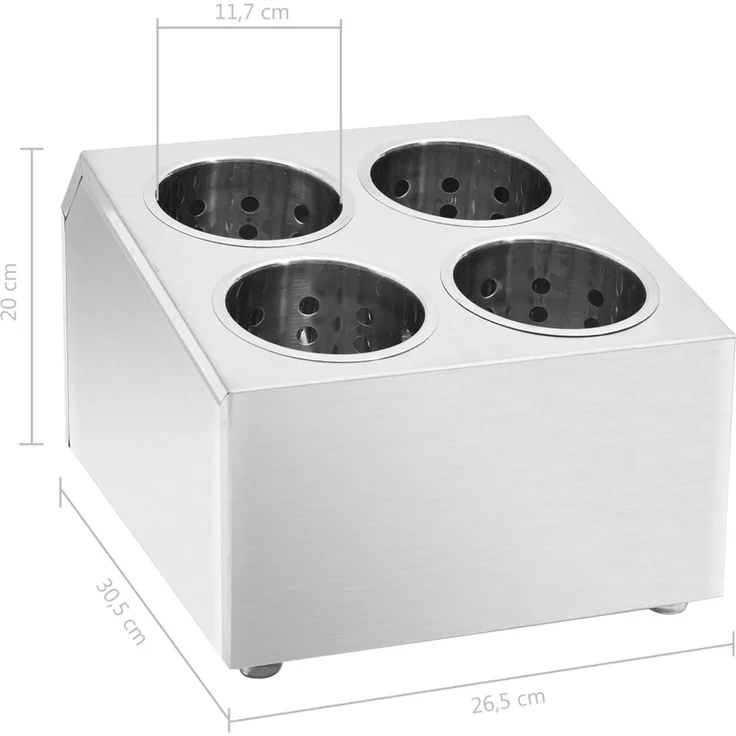 vidaXL Besteckbehälter 4 Fächer Quadratisch Edelstahl 51229 – Bild 8