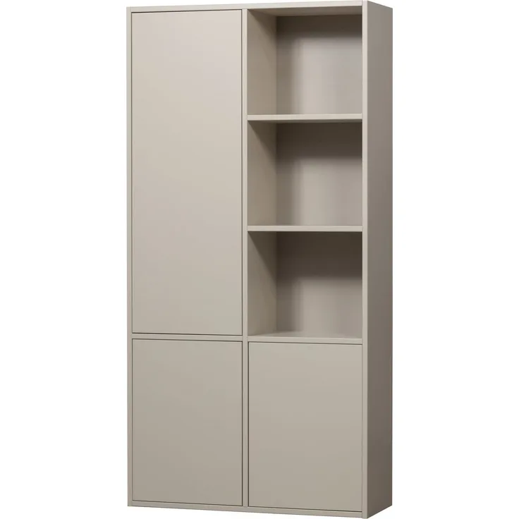 Schrank Meggy aus Kiefernholz, modern mit Push-to-Open, hellgrau, FSC-zertifiziert, 108 cm breit