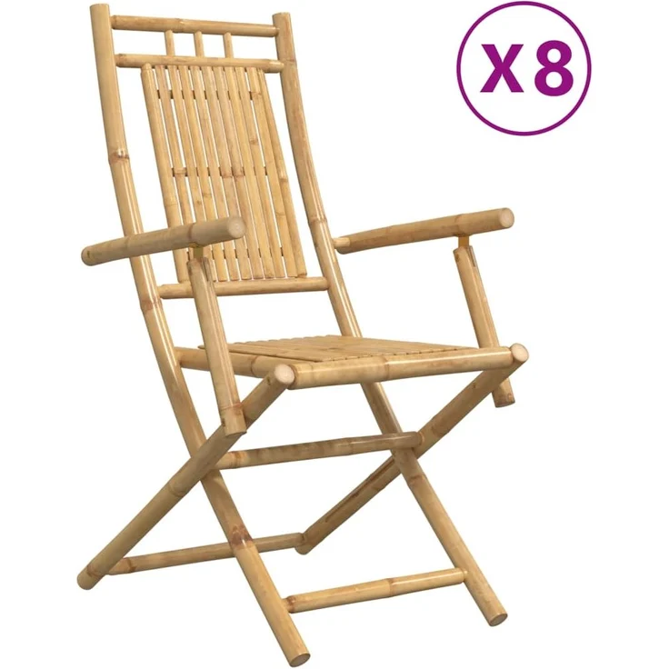 vidaXL Gartenstühle 8 Stk. Klappbar 53x66x99 cm Bambus 3278516 – Bild 1