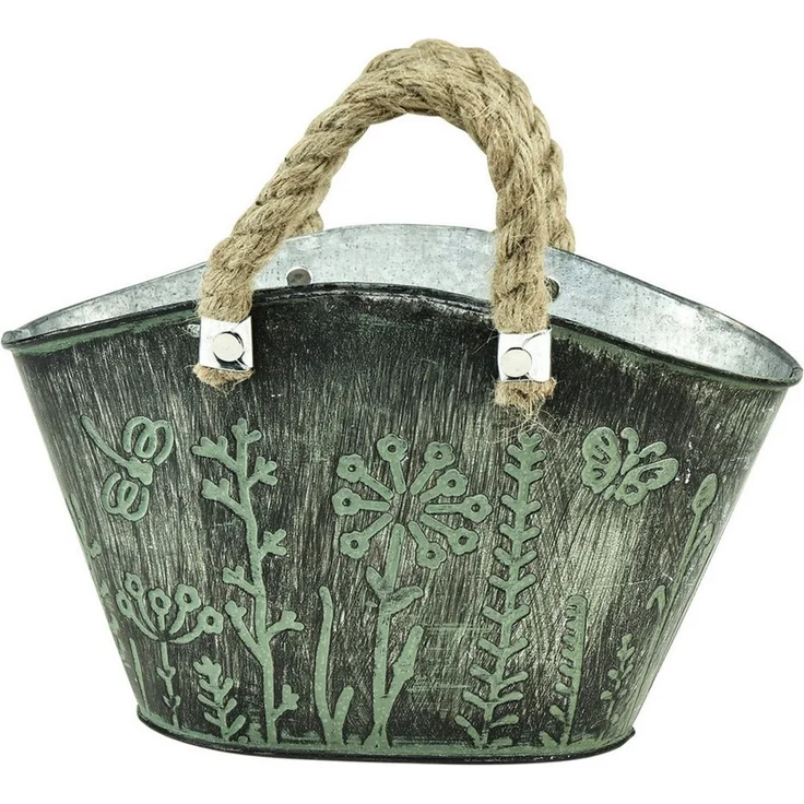 Viana Übertopf Dekorativer Pflanztopf im Vintage-Einkaufstaschen-Design mit – Bild 4