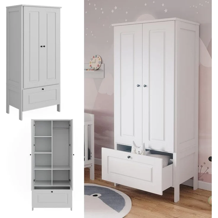 Kinderkleiderschrank Ajaton Weiß 83.3 x 187 cm Vitalispa – Bild 4