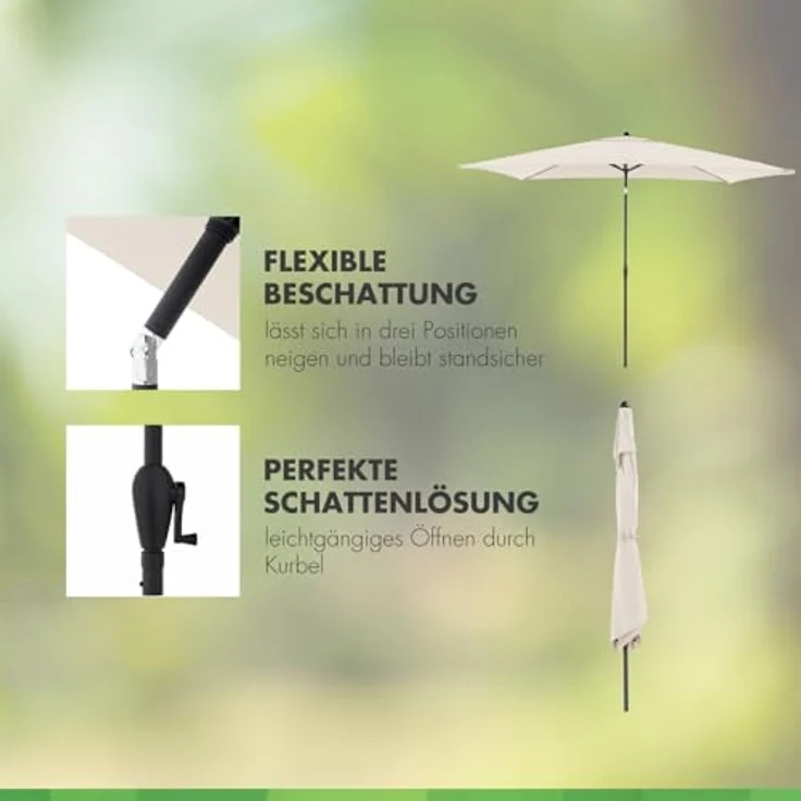 Doppler Sonnenschirm Jack 300x200 cm in Natur - Rechteckiger Sonnenschirm für Balkon & Terrasse - Schirm knickbar - Großer Balkonsonnenschirm - Kurbelschirm- Kippbarer Gartenschirm – Bild 4