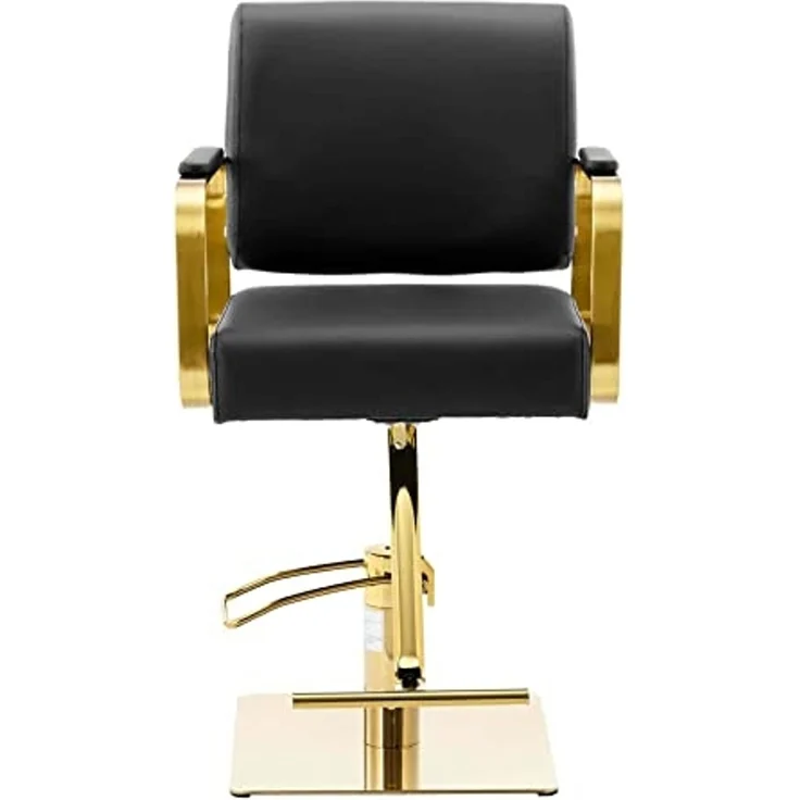Physa Armlehnstuhl Friseurstuhl mit Fußstütze Barber-Stuhl 200 kg Otley Black Golden, Schwarz, Golden – Bild 6