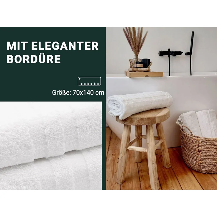 ZOLLNER Duschtücher, Walkfrottier (2-St), 70 x 140 cm, 100% Baumwolle, vom Hotelwäschespezialisten – Bild 2