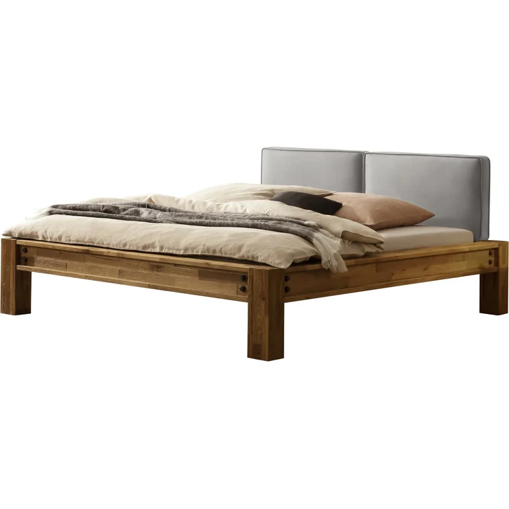Greenville Bettgestell grau Eiche Massivholz 224cm x 205cm x 87cm – Bild 1