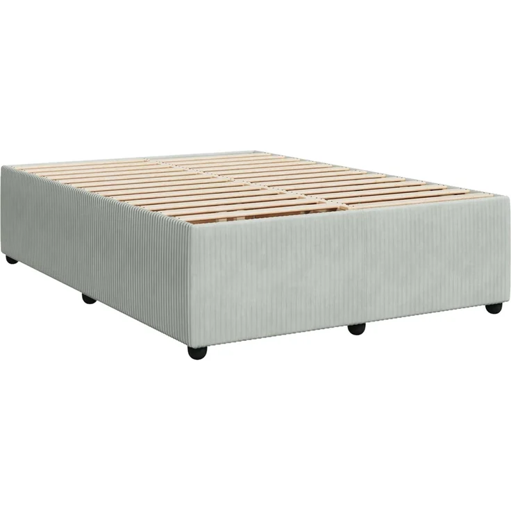 vidaXL Boxspringbett mit Matratze Hellgrau 140 x 190 cm Samt 3451679 – Bild 5