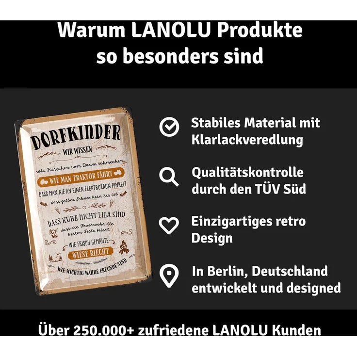 LANOLU Blechschild Dorfkinder Wissen - 20x30cm – Metall – Mehrfarbig – 20213 – Bild 4