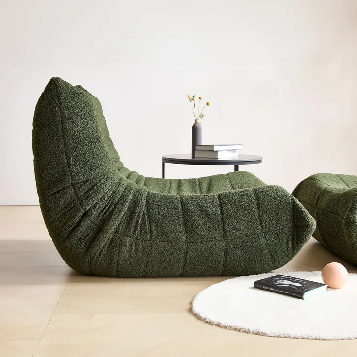 2-teiliges Loungesofa-Set 112x189x82 cm, Grün, Teddy-Vlies, ergonomisch, leicht, 110 kg Belastbarkeit – Bild 6