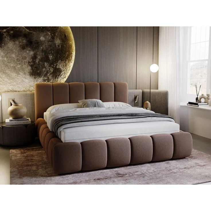 GrainGold Polsterbett mit Bettkästen CLOUD, Modern Bett mit Kopfteil - 180x200 cm, Braun (1x Bett) – Bild 5