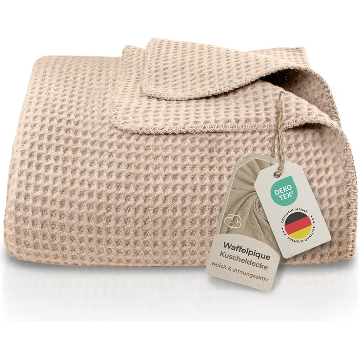 Wohndecke Wohndecke Waffelpique aus Baumwolle - Kuscheldecke, Baumwolldecke -, Laynenburg, Decke als Sofa-decke, Couchdecke, Wolldecke aus Baumwollmix