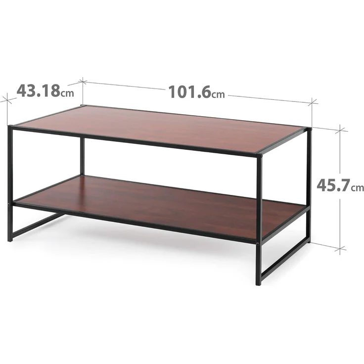 ZINUS Garrison 102 cm breites Medienmöbel mit schwarzem Metallgestell | TV-Möbel mit Regalboden | Einfache Montage, rote Mahagoni-Maserung – Bild 2