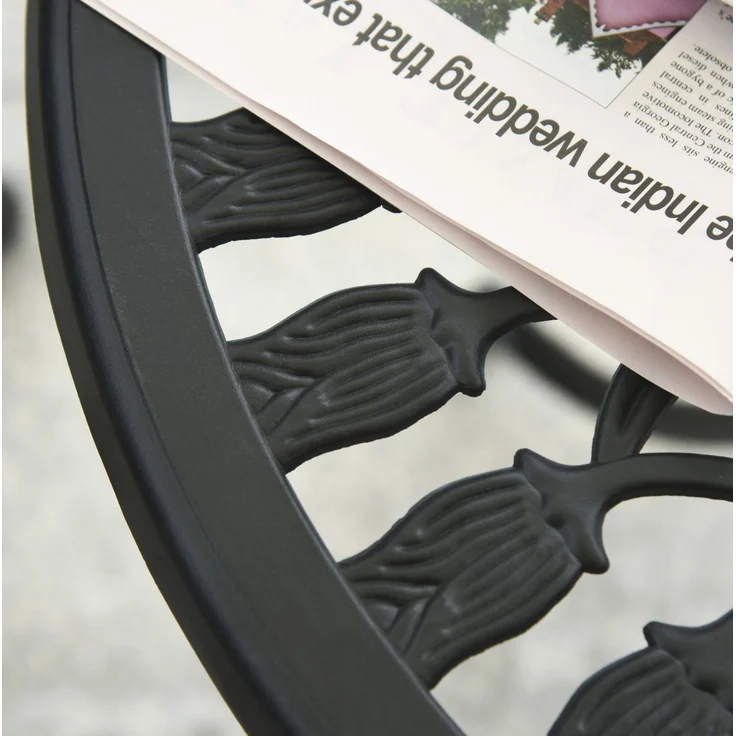 Garten-Bistroset aus Aluminium, 3-teilig mit Schirmloch, Tisch Ø60x67 cm, Schwarz – Bild 7