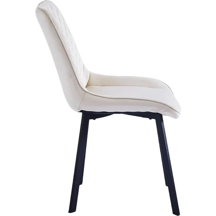 Shally Dogan Set mit 4 Stühlen für Esszimmer, Haus, Büro, Wohnzimmer, Wartezimmer, ergonomischer Stuhl mit Samtbezug und schwarzen Füßen, Sessel modernes Design, bequem mit robuster Struktur (Beige) – Bild 3