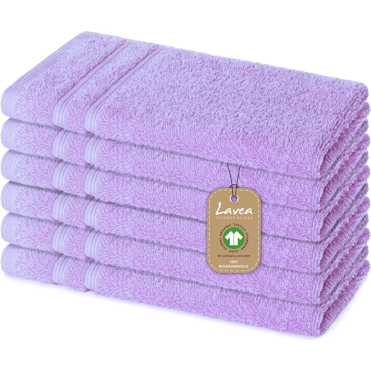 Lavea Gästehandtuch Bali, 30x50cm aus 100% Bio-Baumwolle, einzigartig weiche Gästetücher mit Aufhänger (Set, 6-St), hochwertiges und nachhaltiges Premium Gästetuch – saugstarke Faser – Bild 1