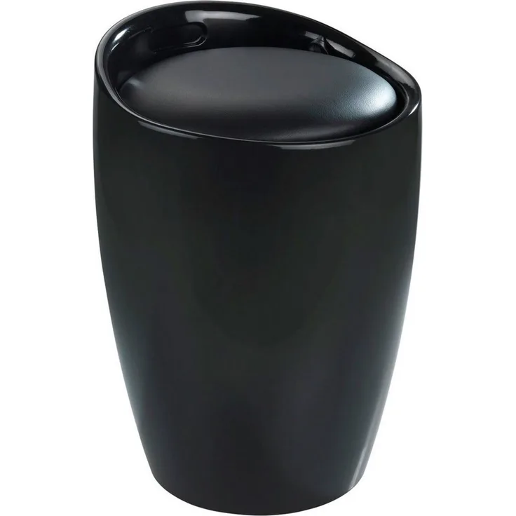 CANDY Hocker mit Waschfach, praktischer 2 in 1 Badesitz - 20 l, Schwarz, WENKO