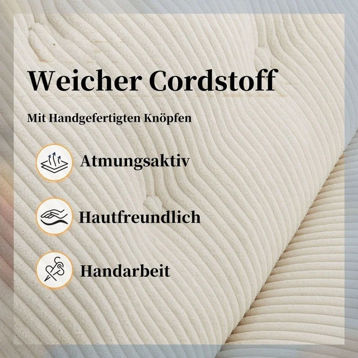 IWMH Bürostuhl Dick Schreibtischstuhl Ohne Rollen, Cordstoff Drehstuhl ohne Armlehnen (Lesesessel mit 15cm dickem Sitzkissen), Gepolsterter Stuhl für Schlafzimmer Wohnzimmer Schminktisch – Bild 3
