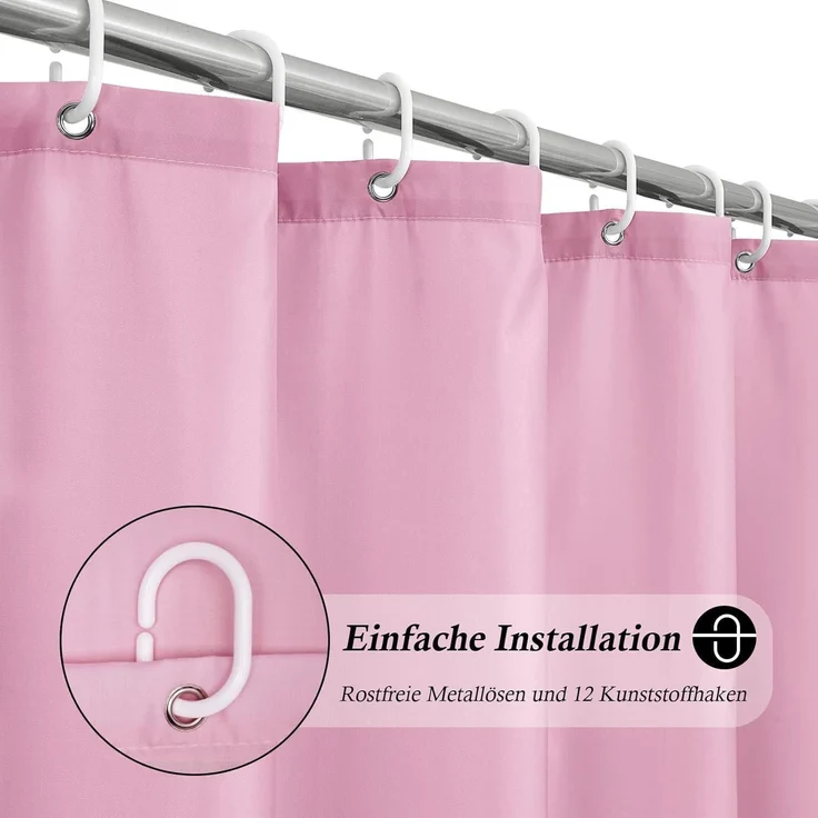Duschvorhang 180x200 Rose Wasserdicht Anti-Schimmel Textil Vorhang Stoff – Bild 2