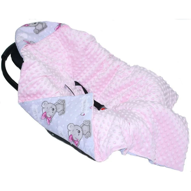 Babydecke Baby Wende Einschlagdecke MINKY mit Kapuze Babyschale Zweiseitig, Primawela – Bild 3