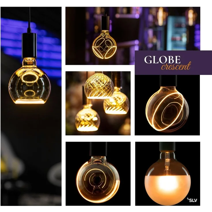 SLV LED Illusion Globe 125 Crescent slanting, LED-Leuchtmittel, smokey, E27, PHASE, 6W, 1900K - LED Lampen Sockel E27 – Bild 6