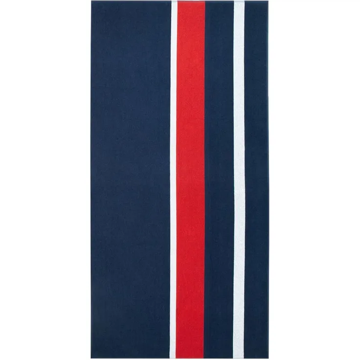 ZOLLNER Strandtuch, Glattvelours (1-St), 100 x 200 cm, 100% Baumwolle, blau-weiß-rot gestreift