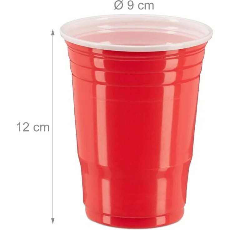 Relaxdays Bier Pong Set, 100 Becher, Kunststoff rot, 473 ml – Bild 4