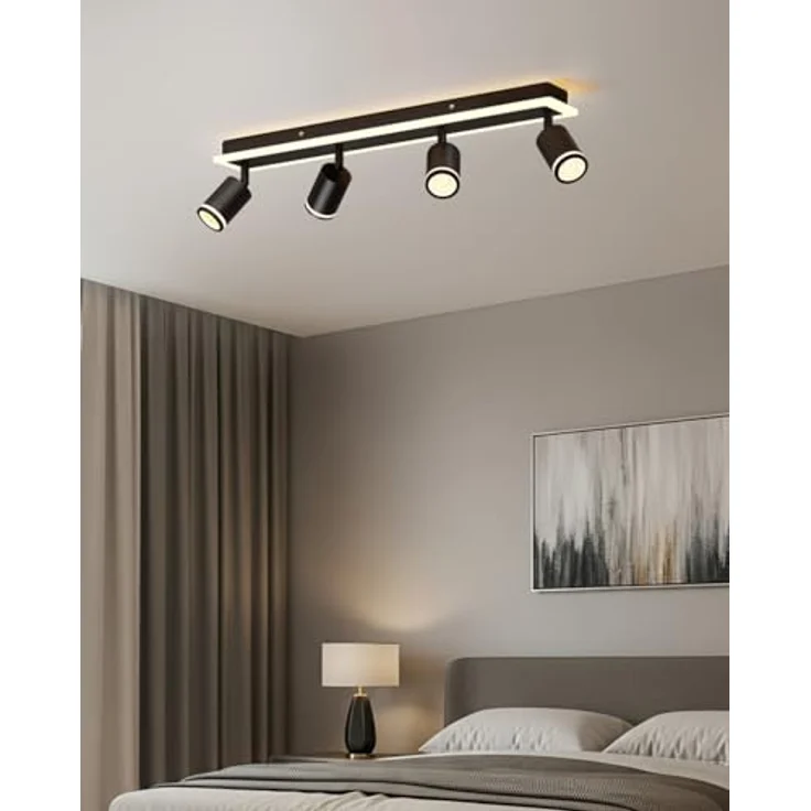 LVWIT LED Deckenstrahler Deckenlampe Schwarz, 4 Flammig GU10 Deckenleuchte 350° Schwenkbar Strahler Spots Innen Deckenspot Flurlampe Lang für Wohnzimmer Küche Schlafzimmer Ohne Leuchtmittel – Bild 8