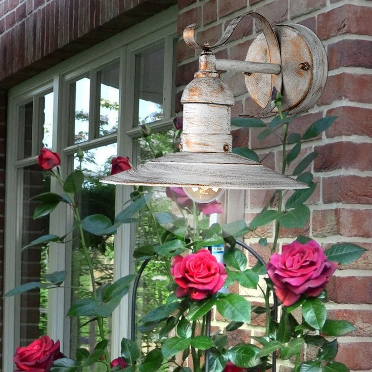 Wandleuchte, IP44, Landhausstil, weiß, gold, H 25,6cm – Bild 7