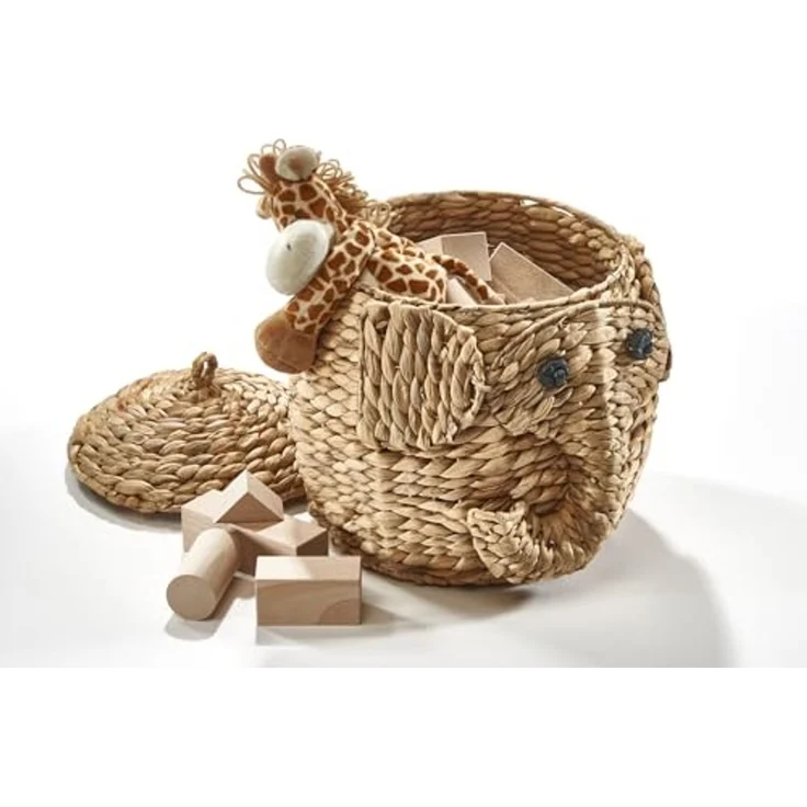 Kobolo Aufbewahrungskorb Dekokorb ELEFANT aus Wasserhyazinthe (mit Deckel) – Bild 6