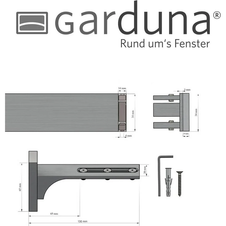Garduna Gardinenstange 2-Lauf Hochkant System 14x34mm Innenlauf 6mm, kürzbar, variabel in Laufabstand, 6mm Laufkanal, schliche Eleganz – Bild 4