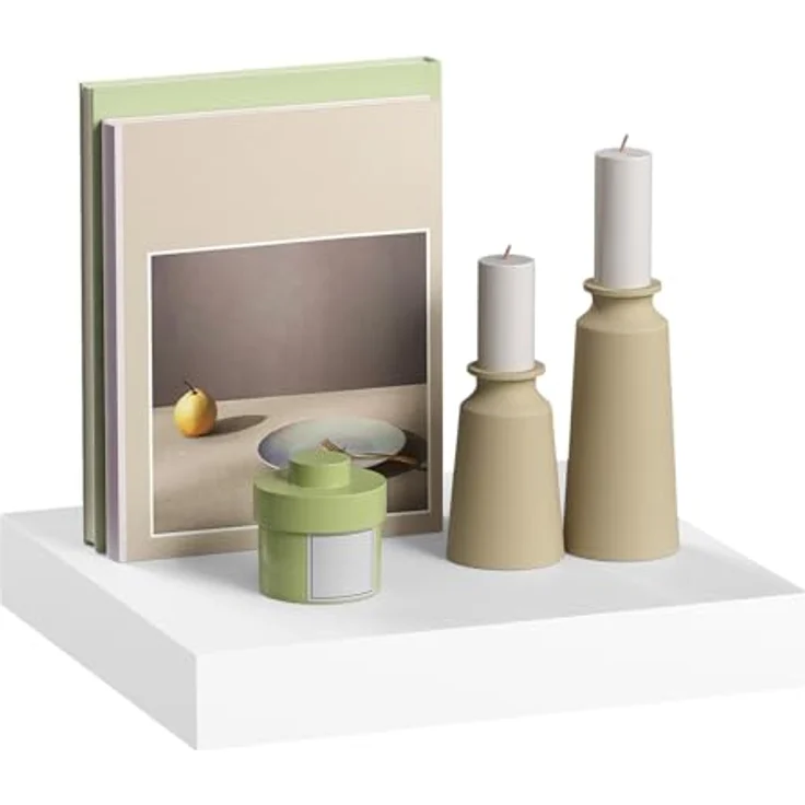 eSituro Wandregal, schwebendes Regal für Wandmontage, Schweberegal Hängeregal Wandbrett im Wohnzimmer Schlafzimmer Küche Badezimmer, weiß modern, MDF, 25 x 3,8 x 22,9 cm – Bild 2