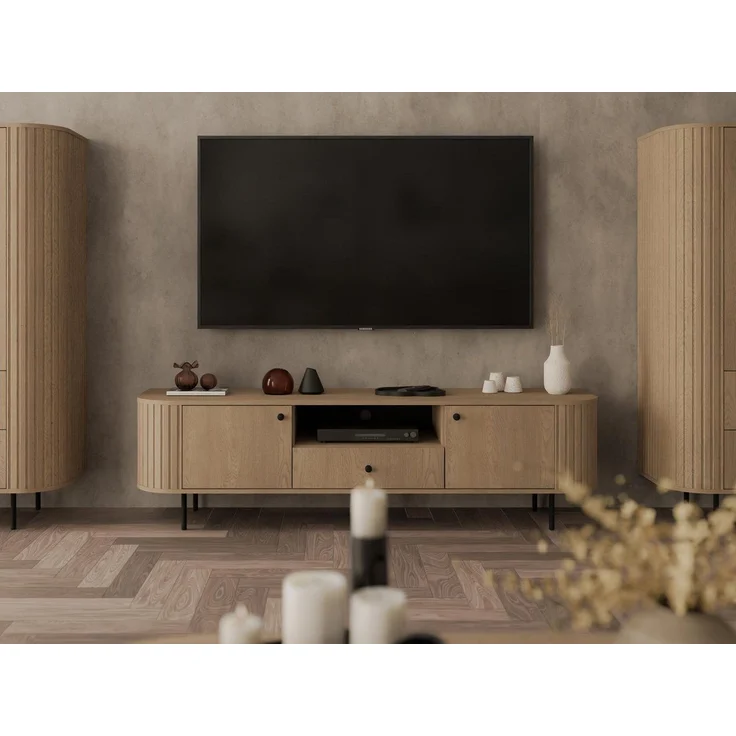 Compleo TV-Schrank 180 cm breit Eiche cremona, Elegant design, Natural, Lowboard – Bild 2