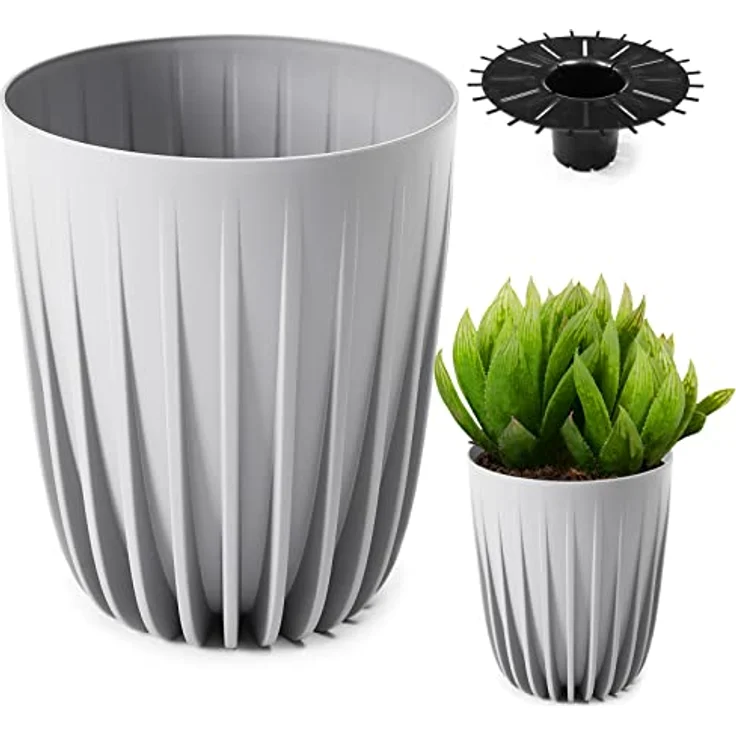 KONZEPT Blumentopf Hoher Blumentopf, Pflanzkübel Groß für Außen, Balkon, Übertopf mit Drainagesystem – Bild 2