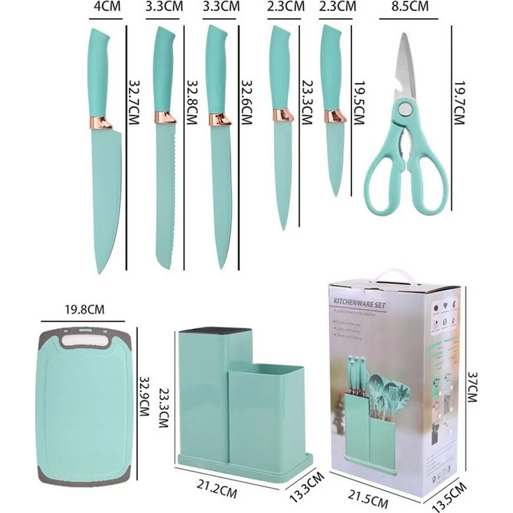 Fine Life Pro Kochbesteck-Set 19 -teiliges Silikon -Küchengeräteset mit Holzgriffen, (hitzebeständig, antihaftend und mit einem), tragbarem Aufbewahrungssystem - ideal für Kochbegeisterte. – Bild 3