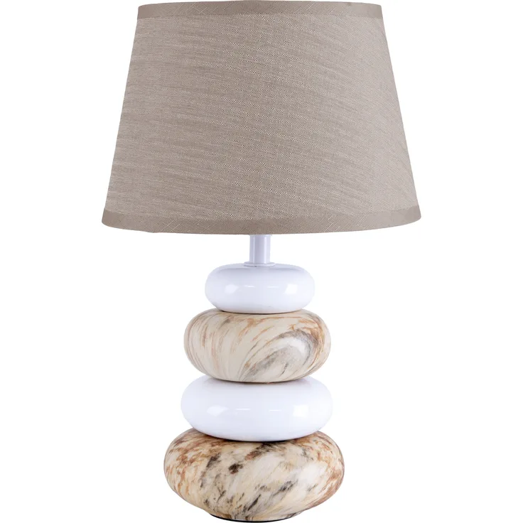 Näve Tischleuchte STONEY, Keramik Tischlampe in Braun mit E14-Fassung, 31 cm hoch, ideal für Esszimmer, Wohnzimmer, Büro oder Nachttisch